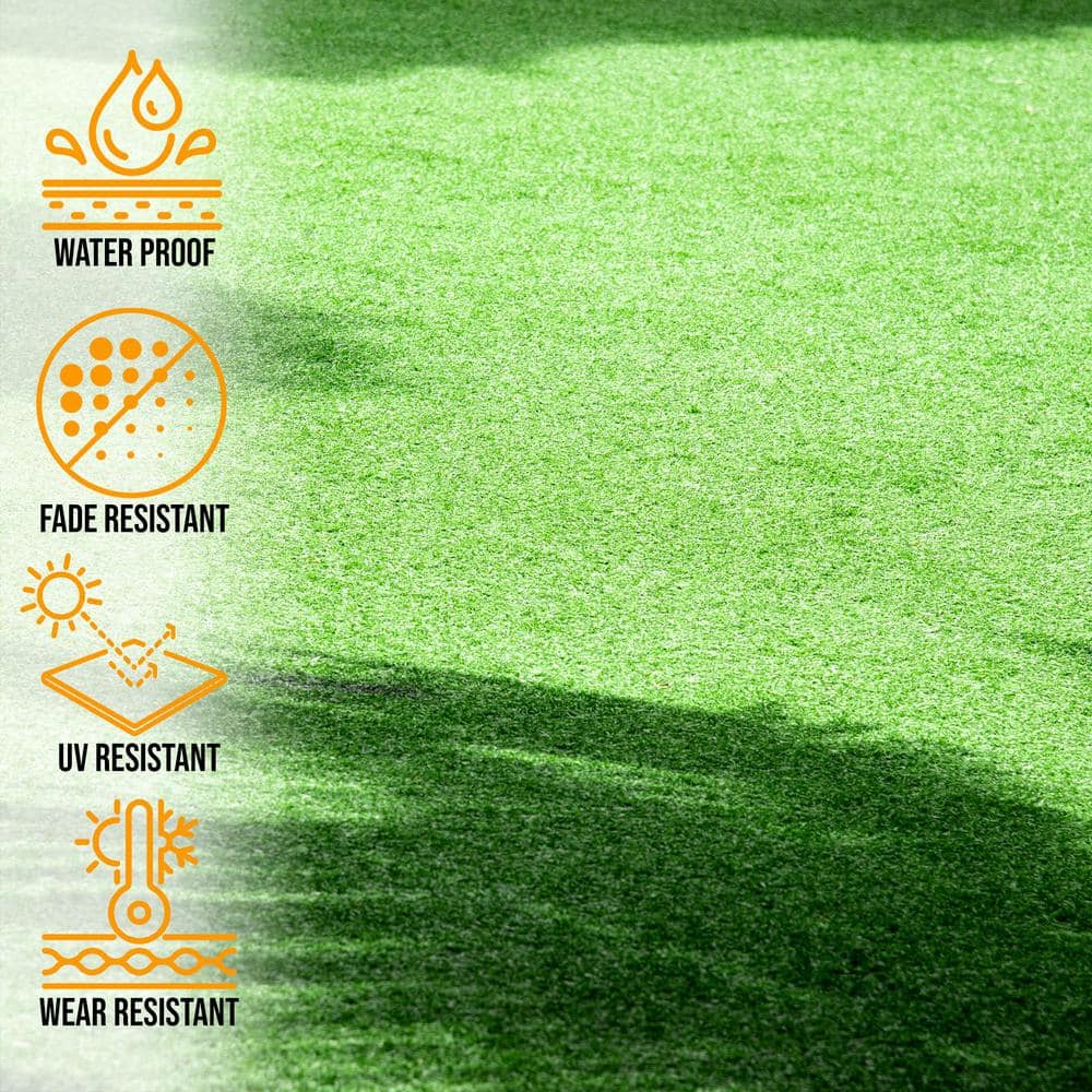 Ottomanson Golf Putting Green Waterproof Solid Indoor/Outdoor 3 ft. x 2 ft. . (3' X 2') Green Artificial Grass Runner Rug