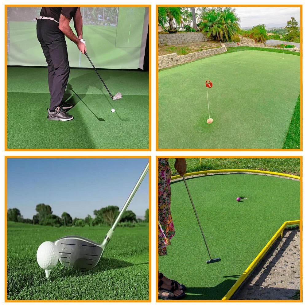 Ottomanson Golf Putting Green Waterproof Solid Indoor/Outdoor 3 ft. x 2 ft. . (3' X 2') Green Artificial Grass Runner Rug