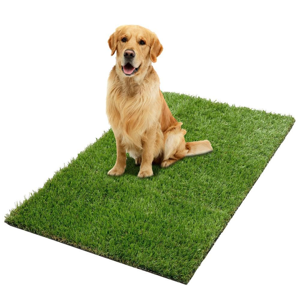 Ottomanson Pet Training Easy Clean 3 ft. x 3 ft. Indoor/Outdoor Green Reusable Training Artificial Grass Pad, Runner Rug