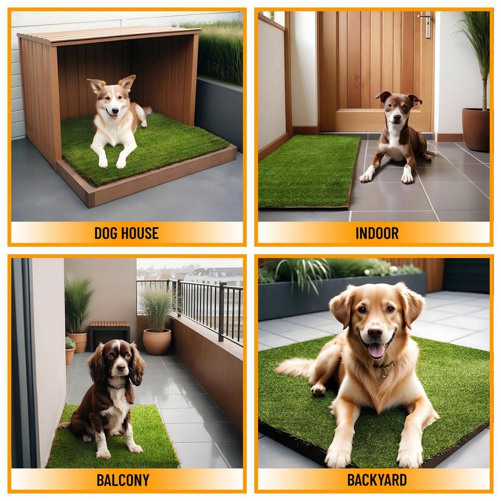 Ottomanson Pet Training Easy Clean 3 ft. x 4 ft. Indoor/Outdoor Green Reusable Training Artificial Grass Pad, Runner Rug