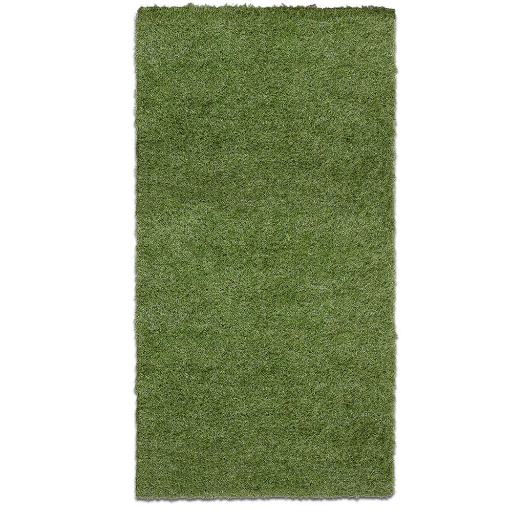 Ottomanson Pet Training Easy Clean 3 ft. x 5 ft. Indoor/Outdoor Green Reusable Training Artificial Grass Pad, Runner Rug