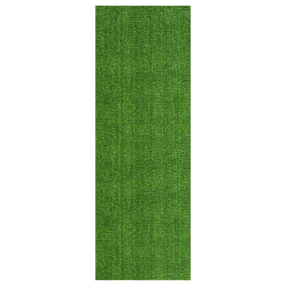 Ottomanson Evergreen Collection Waterproof Solid 3x10 Indoor/Outdoor Artificial Grass Runner Rug,2 ft. 7 in.x9 ft. 10 in.,Green