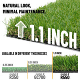 Ottomanson Evergreen Collection Waterproof Solid 6'6"x26' Indoor/Outdoor 7 ft. x 26 ft. . ., Green Artificial Grass Runner Rug