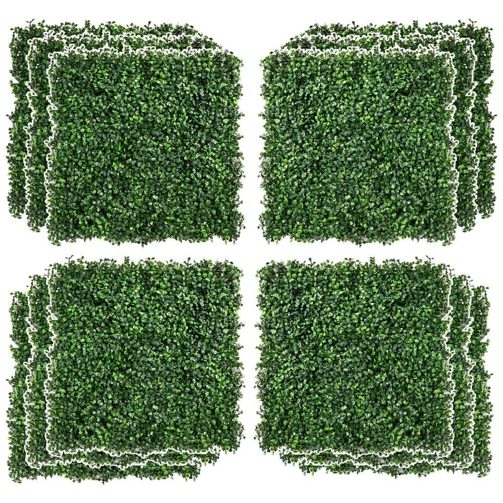 Outsunny 12 PCS 20 ft. x 20 ft. Boxwood Panels Topiary Wall Green Artificial Grass Not Cut to Length