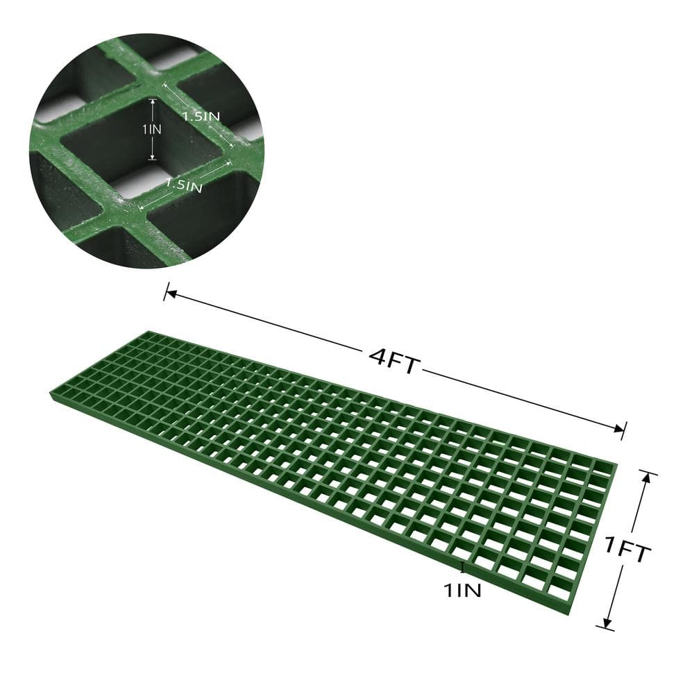 Wellco 1 ft. x 4 ft. x 1 in. Green Fiberglass Paver Molded Grating