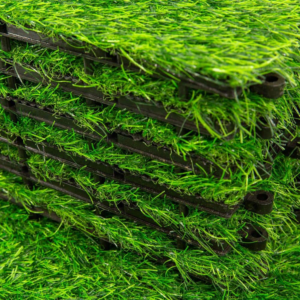 Pro Space 12 in. x 12 in. Interlocking Flooring Tiles Tufted Grass Deck Tile Green (10-Pack)
