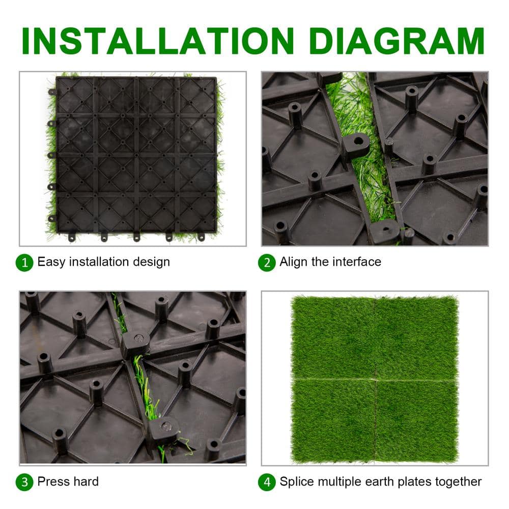 Pro Space 12 in. x 12 in. Interlocking Flooring Tiles Tufted Grass Deck Tile Green (10-Pack)