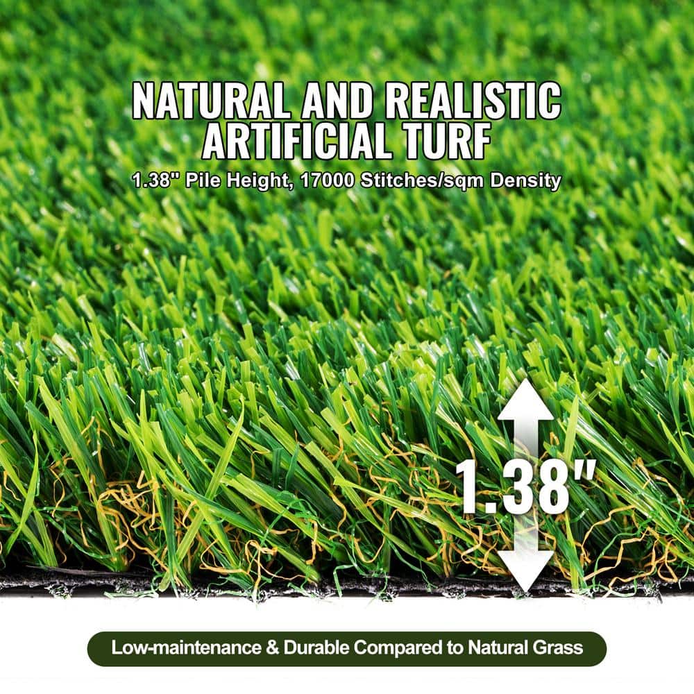 SKYSHALO Artificial Grass 5 ft. x 10 ft. Green Artificial Grass Runner Rug Turf 1.38 in. Door Mat Outdoor Patio Lawn Decoration