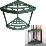 Stalwart Green 2-Tier Corner Plastic Garage Storage Shelving Unit (16 in. W x 22 in. H x 24 in. D)