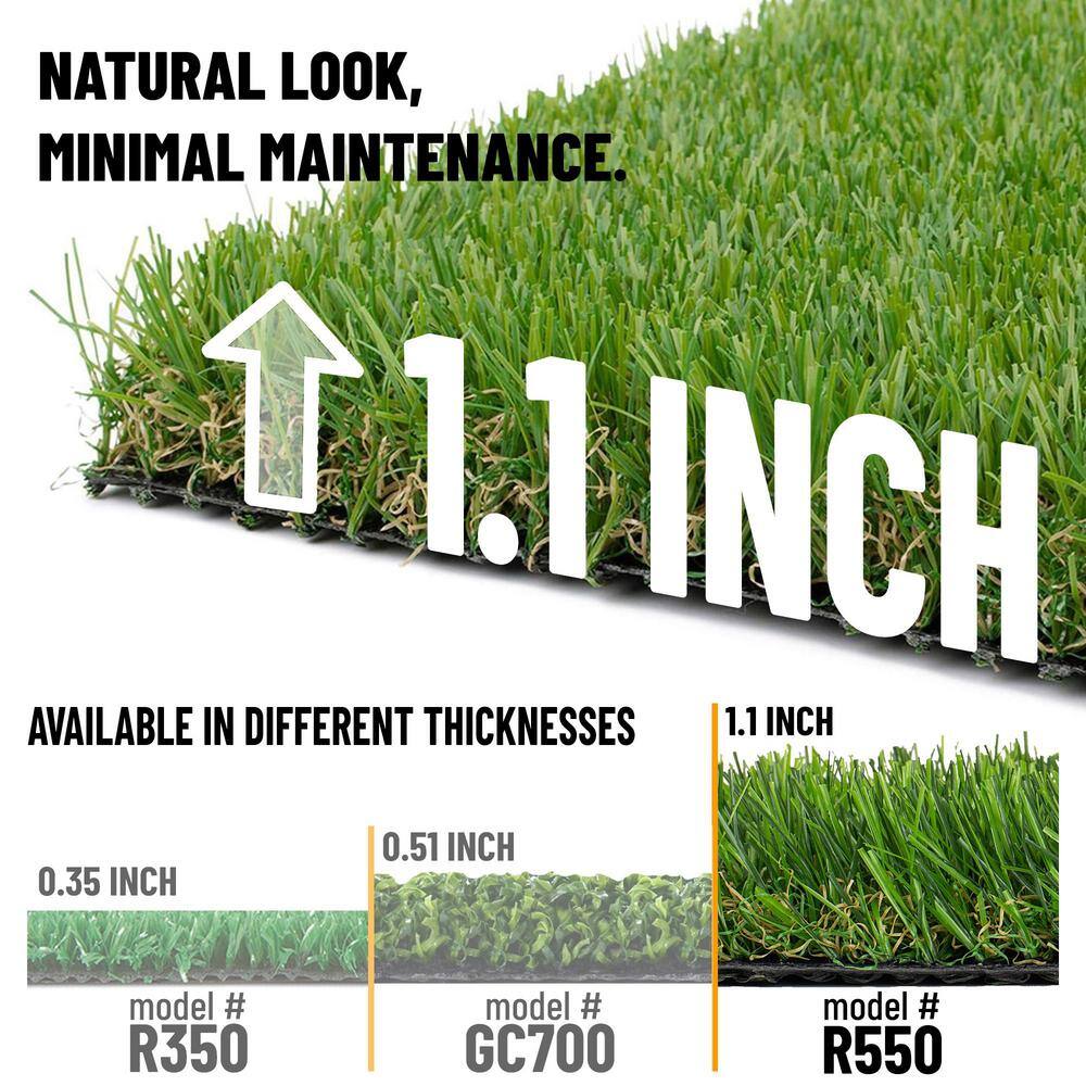 Sweet Home Stores Meadowland Collection Waterproof Solid Indoor/Outdoor (2'7" x 12') 3 ft. x 12 ft. Green Artificial Grass Runner Rug