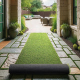 Sweet Home Stores Meadowland Collection Waterproof Solid Indoor/Outdoor (2'7" x 12') 3 ft. x 12 ft. Green Artificial Grass Runner Rug