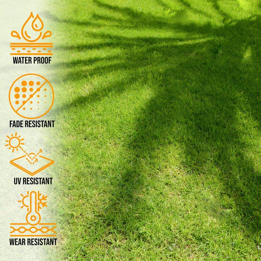 Sweet Home Stores Meadowland Collection Waterproof Solid Indoor/Outdoor 7 ft. x 15 ft. Green Artificial Grass Runner Rug
