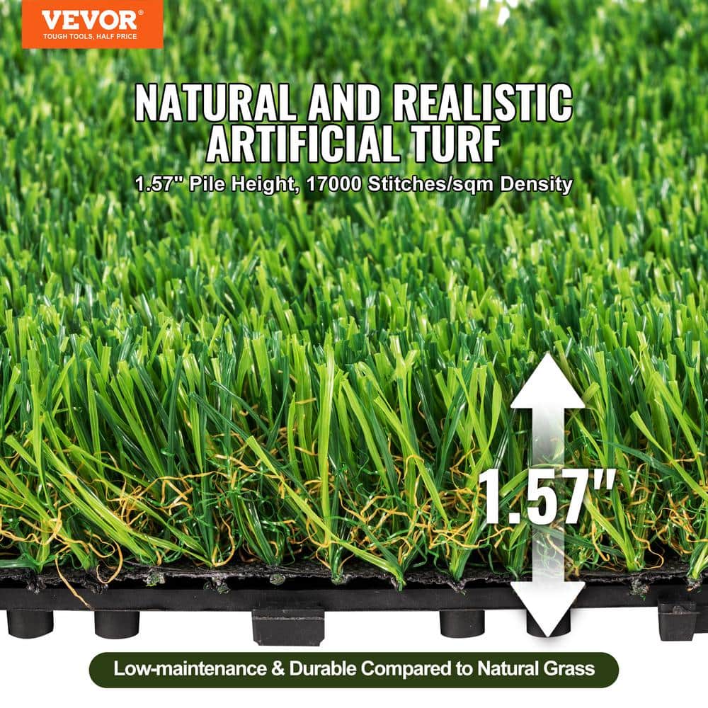VEVOR Artificial Grass Tiles Turf Deck Set 12 in. x 12 in. Synthetic Fake Grass Artificial Grass Interlocking Tiles (18 Pack)