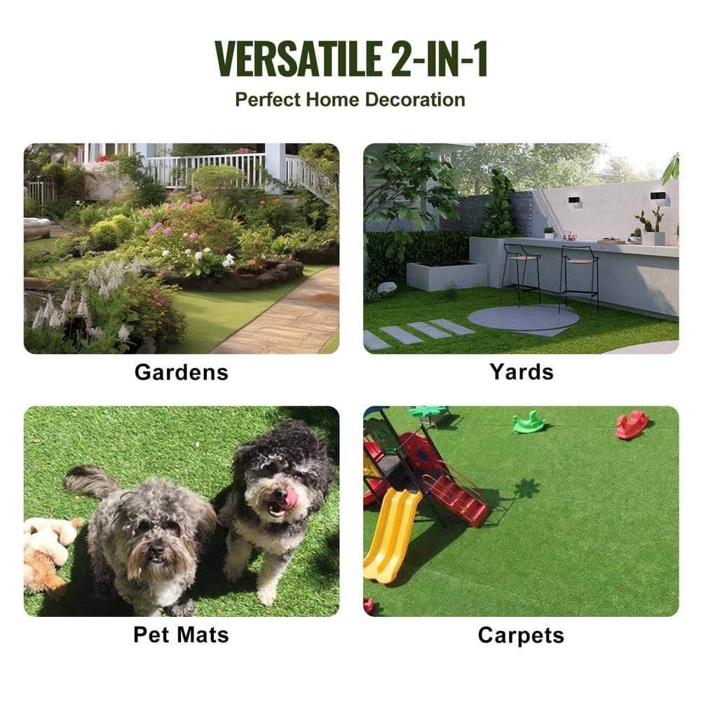 VEVOR Artificial Grass Tiles Turf Deck Set 12 in. x 12 in. Synthetic Fake Grass Artificial Grass Interlocking Tiles (18 Pack)