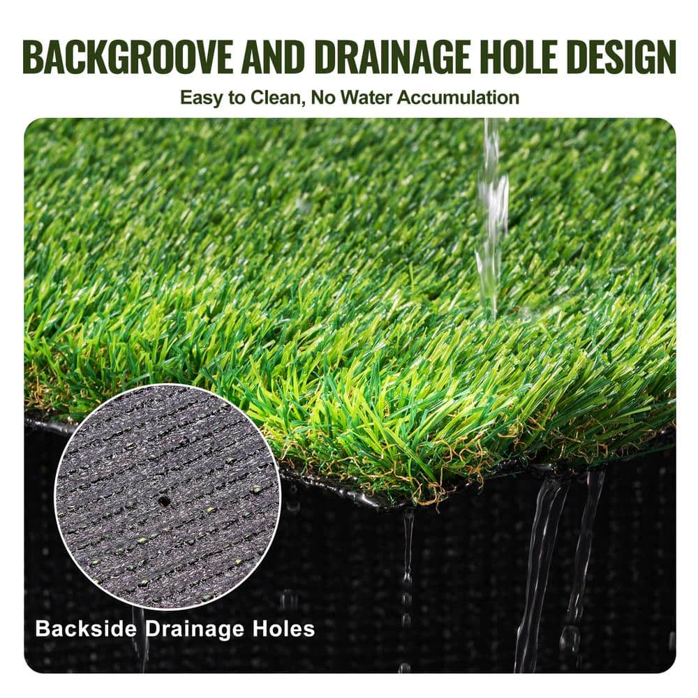 VEVOR Artificial Grass 6 ft. x 10 ft. Green Turf 1.38 in. Fake Door Mat Artificial Grass with Drainage Holes Runner Rug