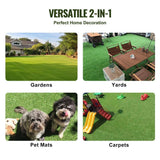 VEVOR Artificial Grass 6 ft. x 10 ft. Green Turf 1.38 in. Fake Door Mat Artificial Grass with Drainage Holes Runner Rug