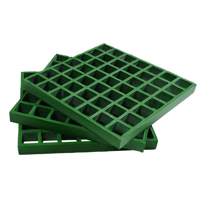 Wellco Fiberglass Molded Grating for Floors Outdoor Drain Cover Deck Tile 1.5 in. x 1.5 in. x 1 in., 10.6 in. x 10.6 in., Green