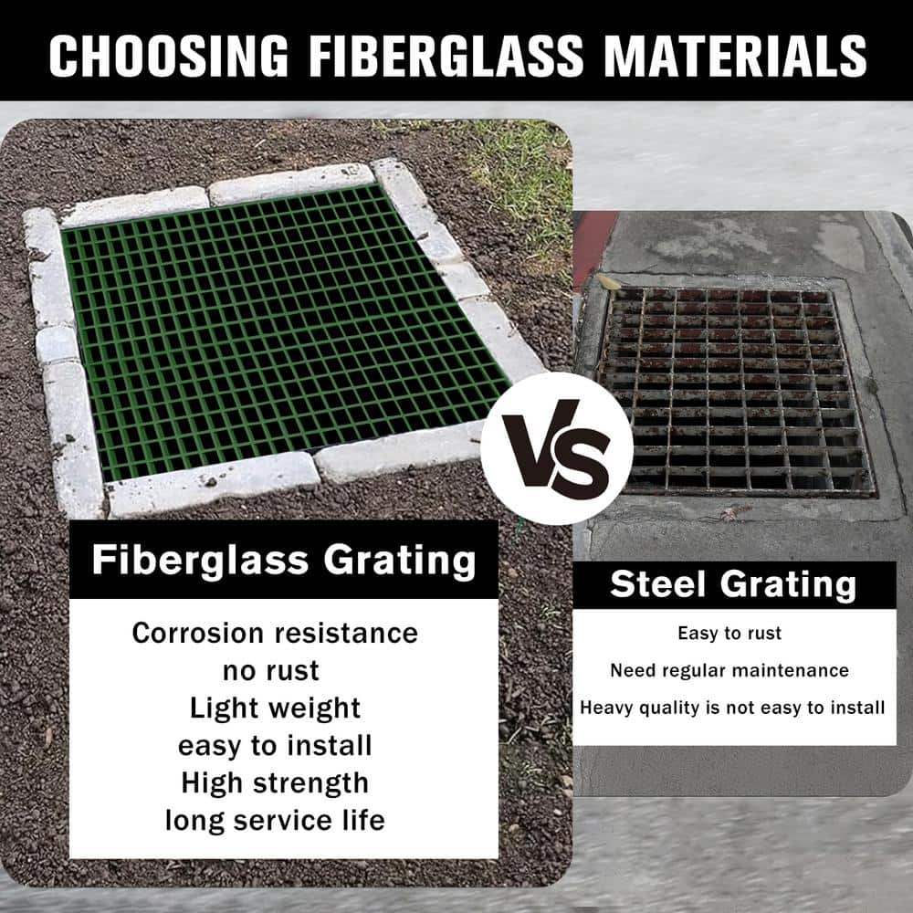 Wellco 10.6 in. x 10.6 in. x 1 in. Green Fiberglass Molded Grating, Paver,1.5 in. x 1.5 in. x 1 in. (4-Pack)