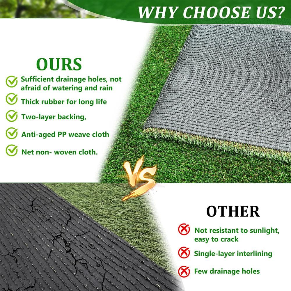 YOFE 5 ft. x 8 ft. Green Outdoor Artificial Grass Runner Rug Thick Realistic Artificial Turf Fake Grass 1.38 in. Pile Height