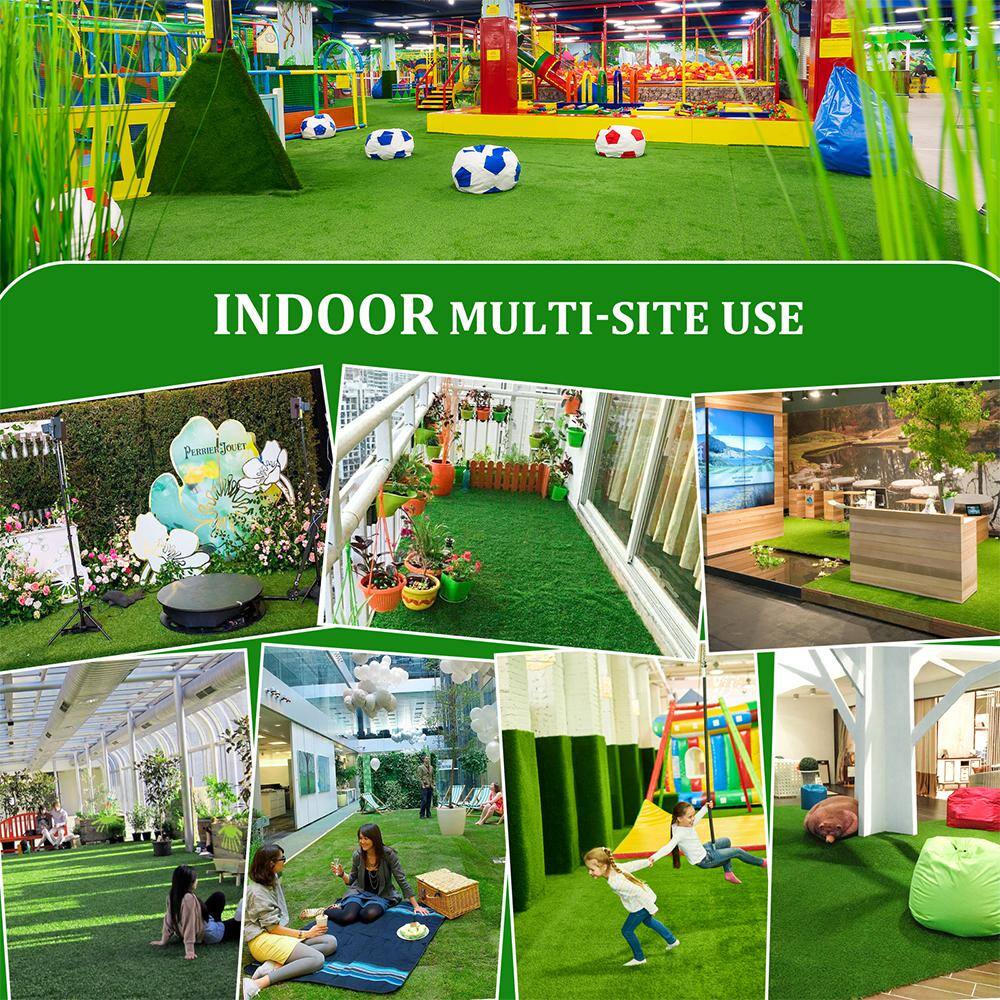 YOFE 5 ft. x 8 ft. Green Outdoor Artificial Grass Runner Rug Thick Realistic Artificial Turf Fake Grass 1.38 in. Pile Height