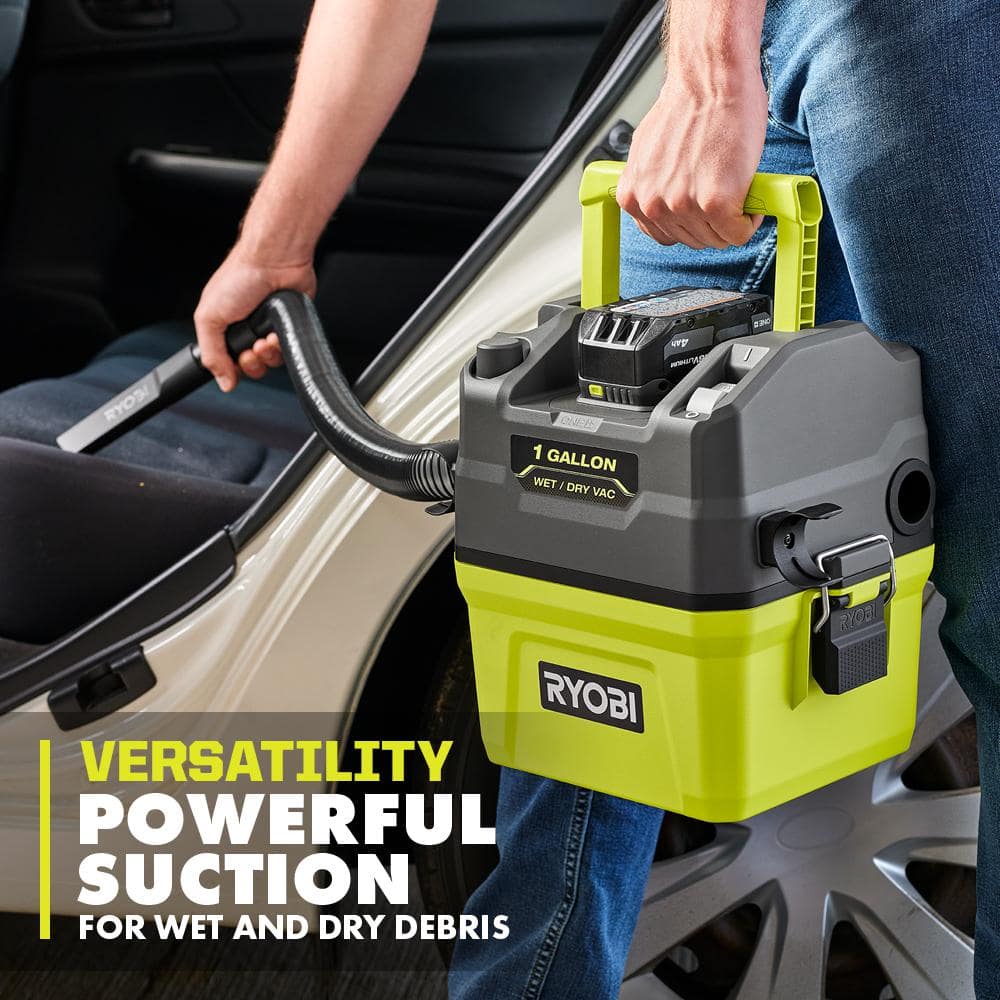RYOBI ONE+ 18V Cordless 1 Gal. Wet/Dry Vacuum (Tool Only) with 6 ft. x 1-1/4 in. Replacement Hose
