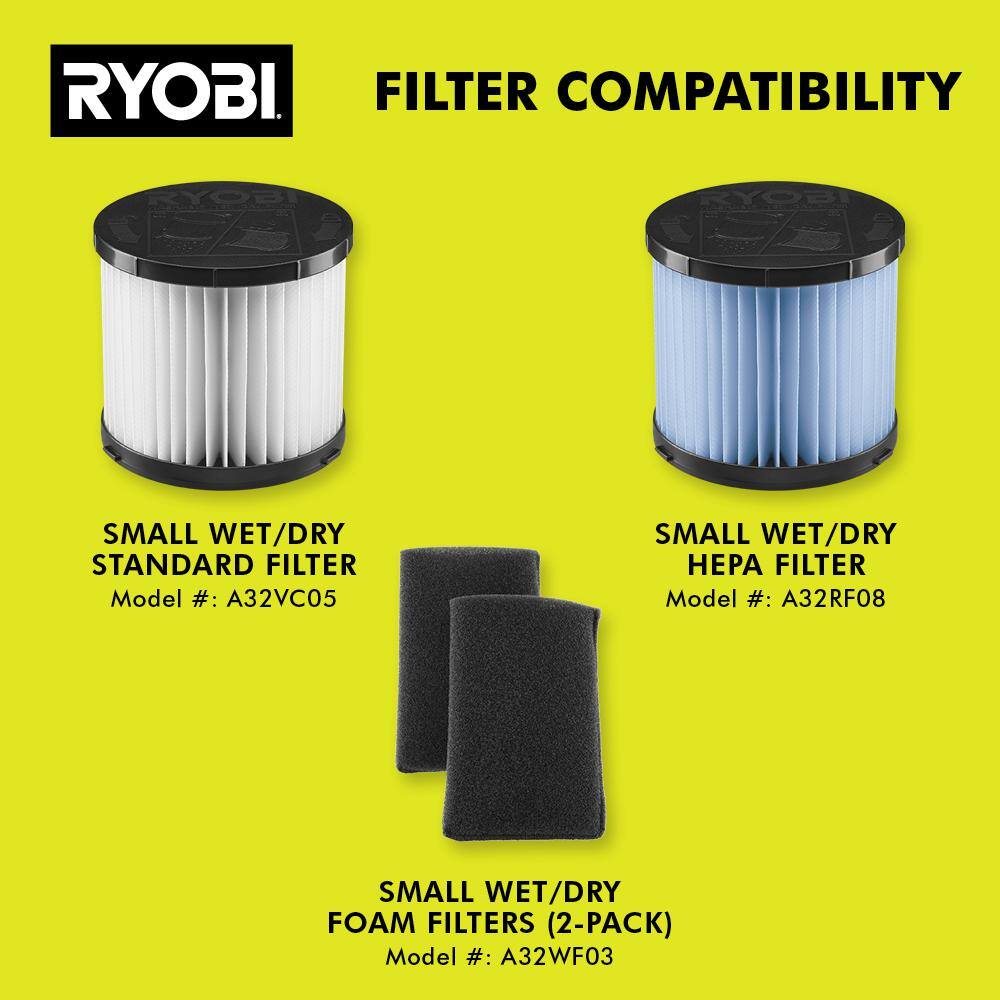 RYOBI ONE+ 18V Cordless 1 Gal. Wet/Dry Vacuum (Tool Only) with 6 ft. x 1-1/4 in. Replacement Hose