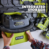 RYOBI ONE+ 18V Cordless 1 Gal. Wet/Dry Vacuum (Tool Only) with LINK Wall Rails (2-Pack)