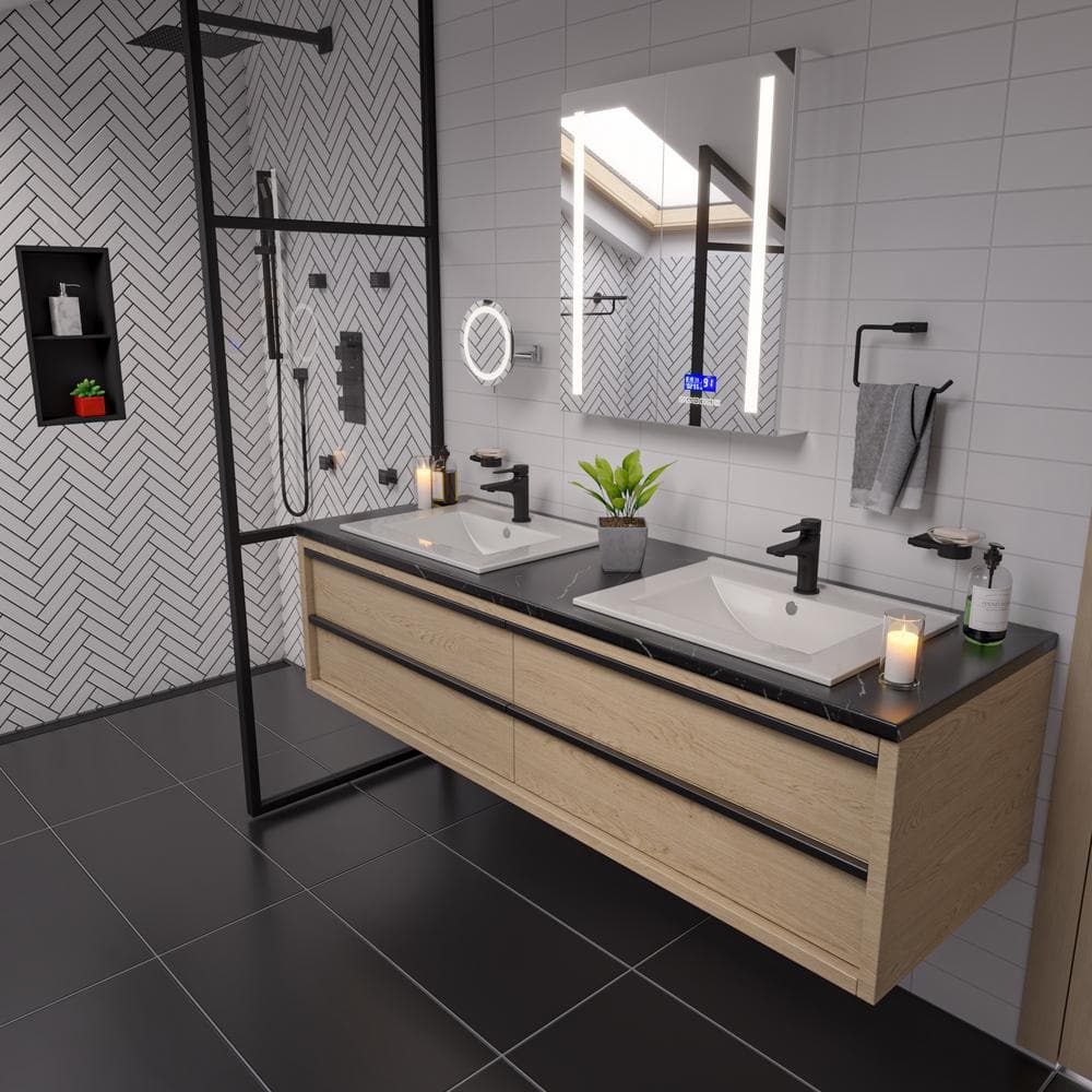 ALFI BRAND 26 in. W x 30 in. H Frameless Recessed or Surface Mount Medicine Cabinet with LED Light and Bluetooth