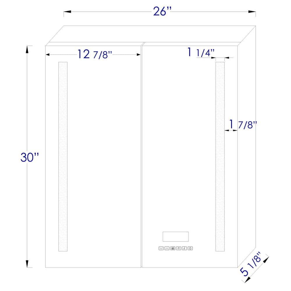 ALFI BRAND 26 in. W x 30 in. H Frameless Recessed or Surface Mount Medicine Cabinet with LED Light and Bluetooth