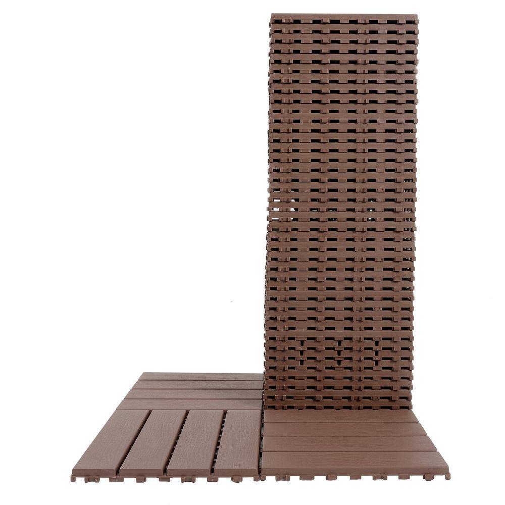 1 ft. x 1 ft. Polypropylene Deck Tile in Dark Brown (44-Piece)