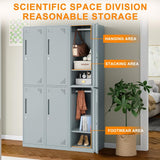Mlezan Double Tier Metal Locker Cabinet with Doors and Keys in Grey School Gym Locker 17 in. D x 15 in. W x 71 in. H