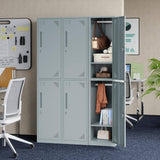 Mlezan Double Tier Metal Locker Cabinet with Doors and Keys in Grey School Gym Locker 17 in. D x 15 in. W x 71 in. H