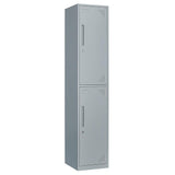 Mlezan Double Tier Metal Locker Cabinet with Doors and Keys in Grey School Gym Locker 17 in. D x 15 in. W x 71 in. H
