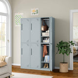 Mlezan Double Tier Metal Locker Cabinet with Doors and Keys in Grey School Gym Locker 17 in. D x 15 in. W x 71 in. H