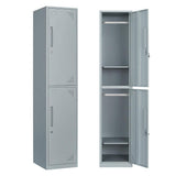 Mlezan Double Tier Metal Locker Cabinet with Doors and Keys in Grey School Gym Locker 17 in. D x 15 in. W x 71 in. H