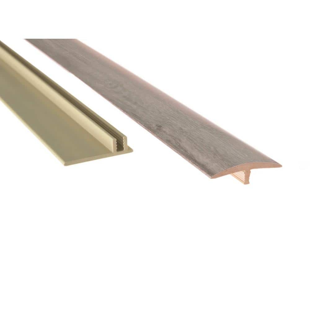 Flooring Grey Oak 5 mm T x 1.65 in. W x 46 in. L T-Molding Transition Strip