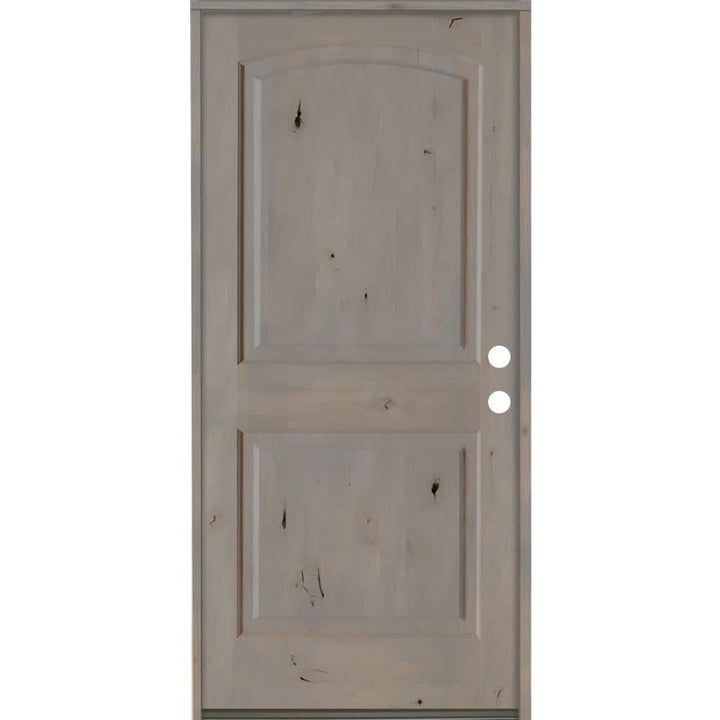 Krosswood Doors 30 in. x 80 in. Knotty Alder 2-Panel Left-Hand Inswing Grey Stain Wood Prehung Front Door