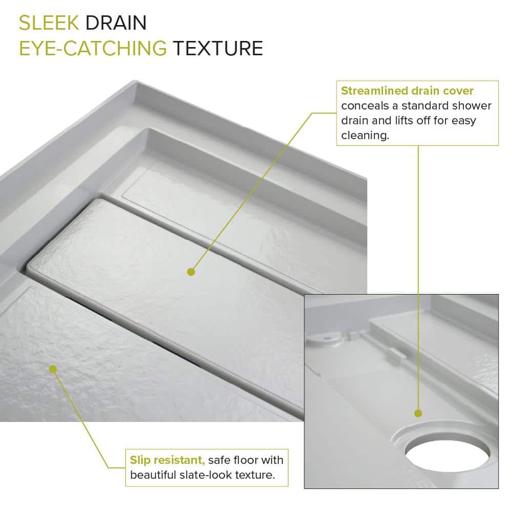 Transolid Linear 30 in. x 60 in. Single-Threshold Shower Base with Right Drain in Grey