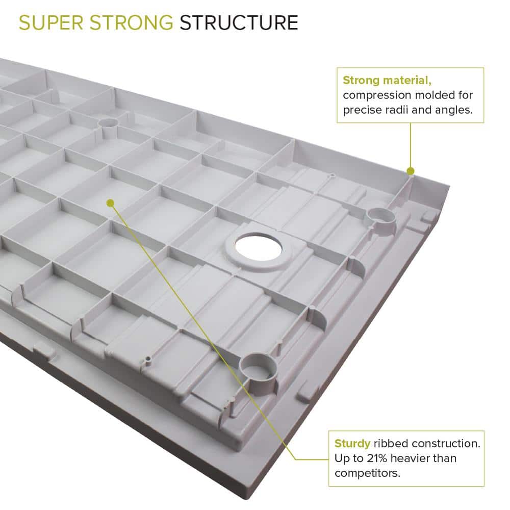 Transolid Linear 30 in. x 60 in. Single-Threshold Shower Base with Right Drain in Grey