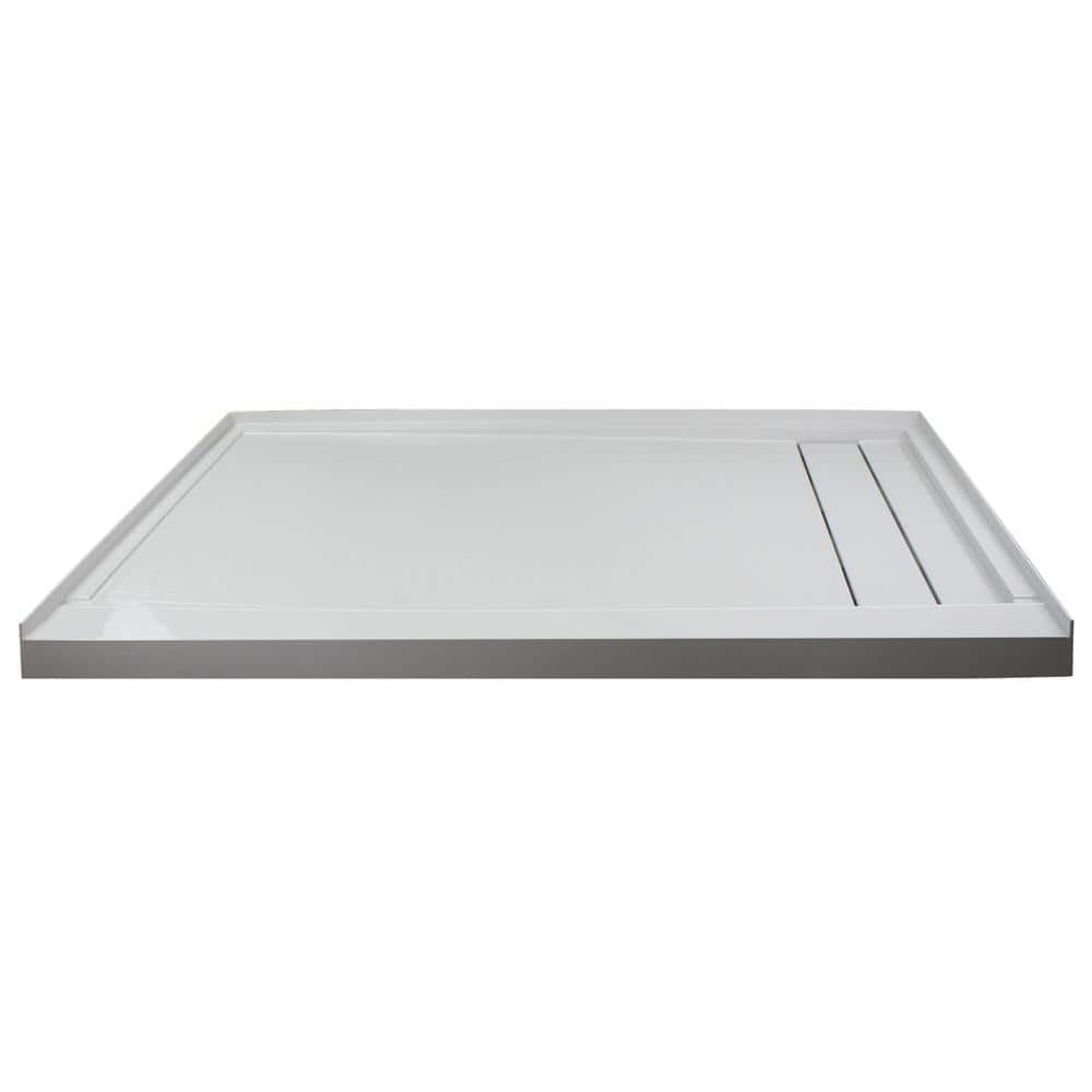 Transolid Linear 30 in. x 60 in. Single-Threshold Shower Base with Right Drain in Grey
