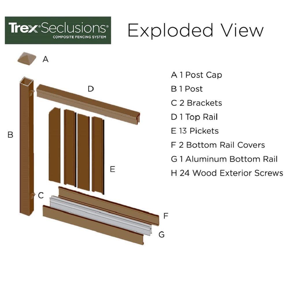 Trex Seclusions 5 in. x 5 in. x 8 ft. Winchester Grey Wood-Plastic Composite Fence Post with Crown Post Cap
