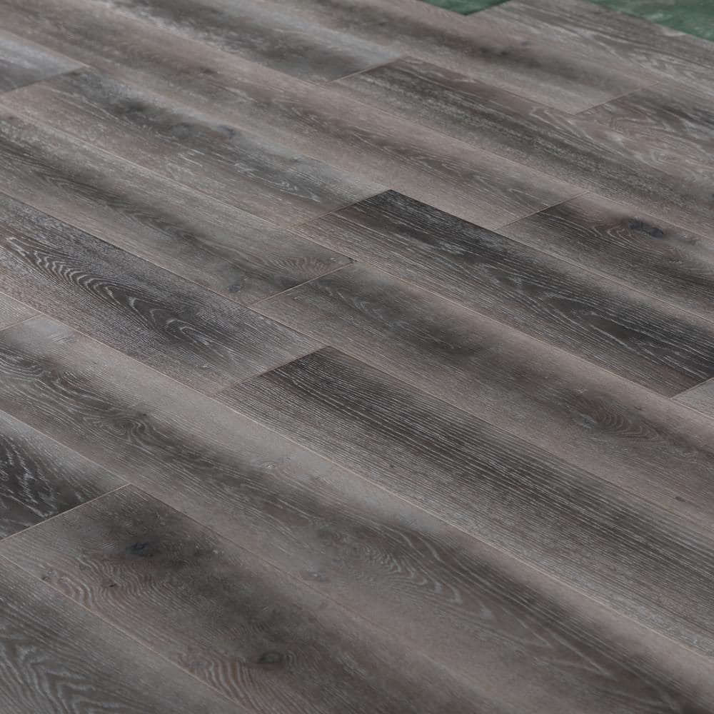 NATU Grey Washed French Oak 3/8 in. T x 7.5 in. W Click Lock Wire Brushed Engineered Hardwood Flooring (19.4 sq.ft./case)