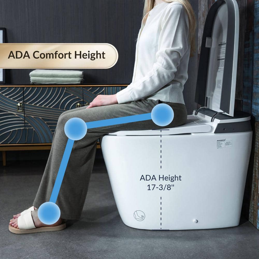 WOODBRIDGE Elongated ADA Smart Bidet Toilet - Grey, 1.28 GPF, Auto Open/Close, Clean Foam Dispenser
