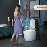 WOODBRIDGE Elongated ADA Smart Bidet Toilet - Grey, 1.28 GPF, Auto Open/Close, Clean Foam Dispenser
