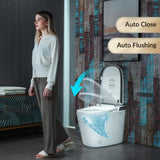 WOODBRIDGE Elongated ADA Smart Bidet Toilet - Grey, 1.28 GPF, Auto Open/Close, Clean Foam Dispenser
