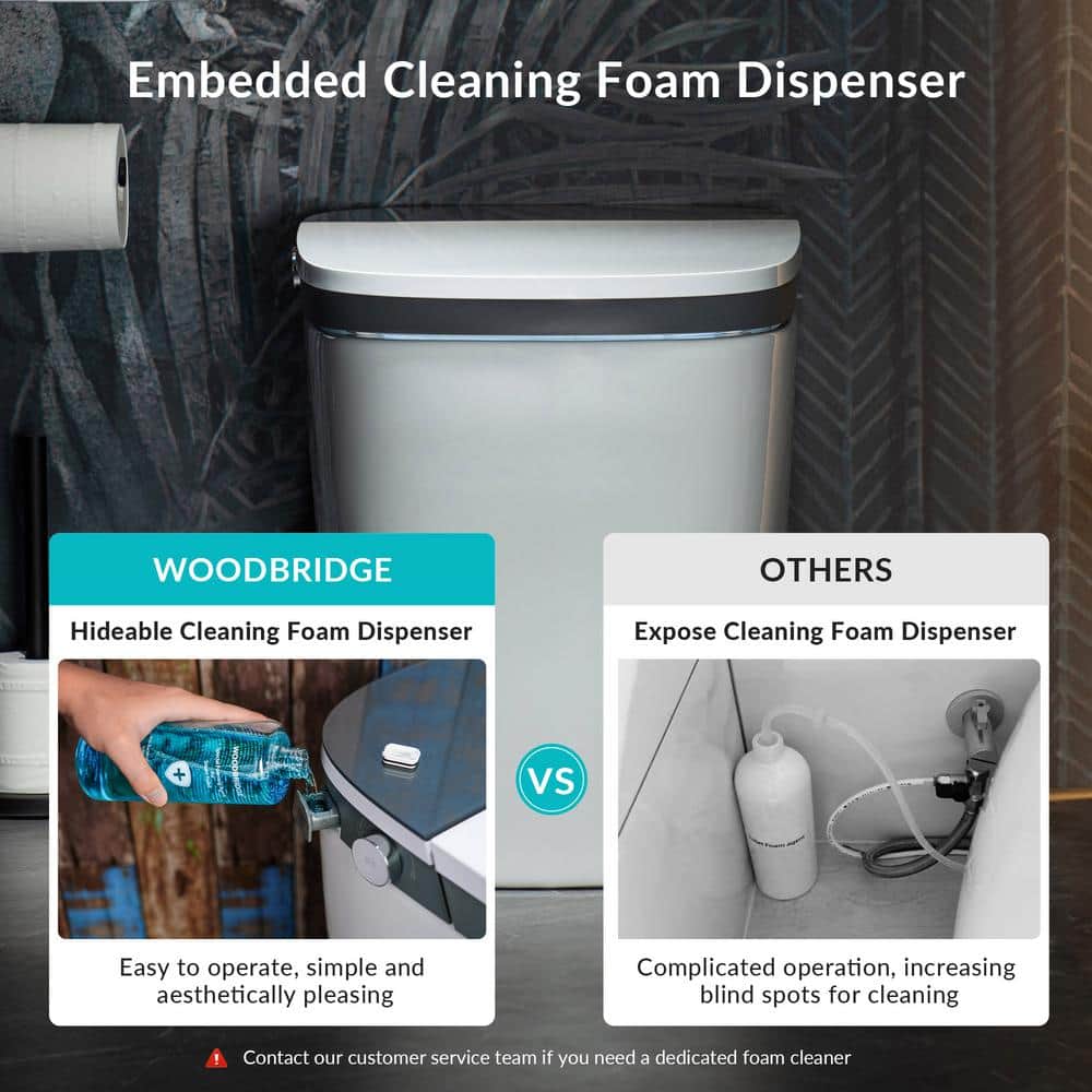 WOODBRIDGE Elongated ADA Smart Bidet Toilet - Grey, 1.28 GPF, Auto Open/Close, Clean Foam Dispenser