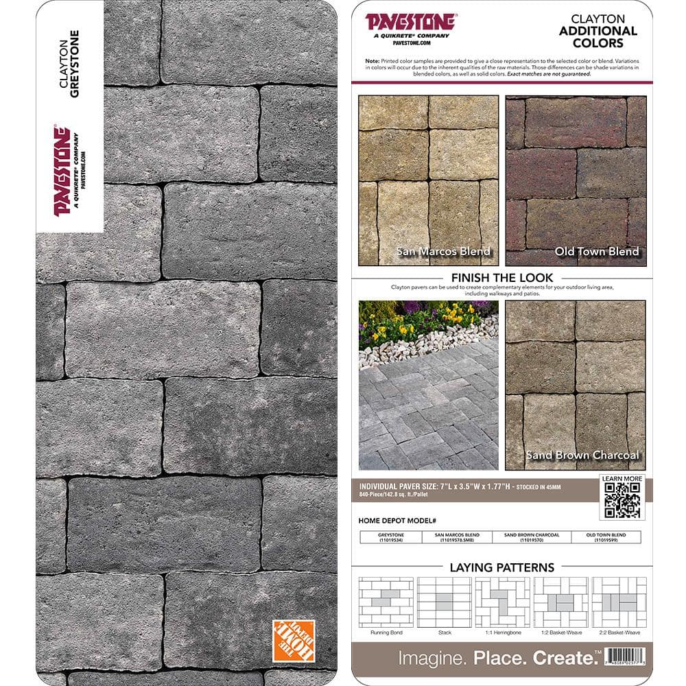 Pavestone Paper Sample Only of Clayton 3.5 in. W x 7 in. L x 1.77 in. H Greystone Concrete Paver (1-Piece)