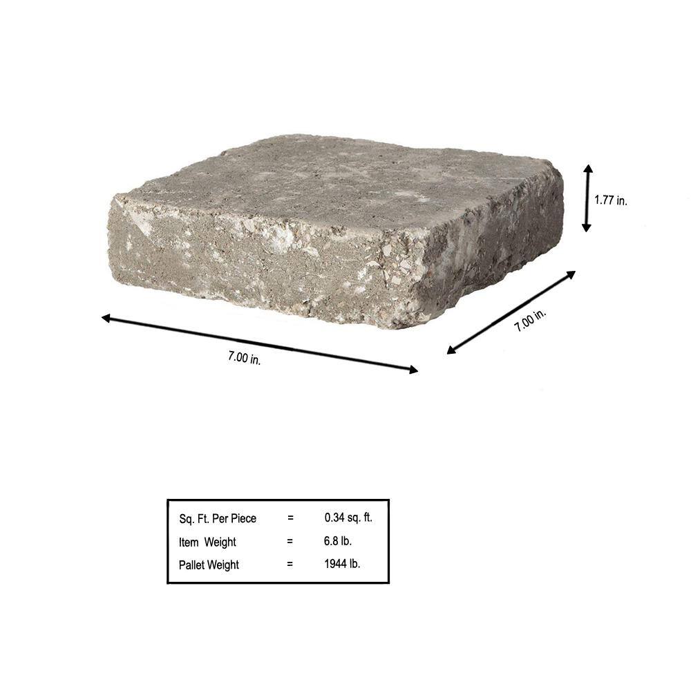 Pavestone RumbleStone Square 7 in. x 7 in. x 1.75 in. Greystone Concrete Paver (288 Pcs. / 98 Sq. ft. / Pallet)
