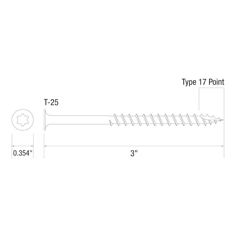 Grip-Rite #10 x 3 in. 305 Stainless Steel Star Drive Bugle Head Coarse Thread Deck Screws 1 lb. Box
