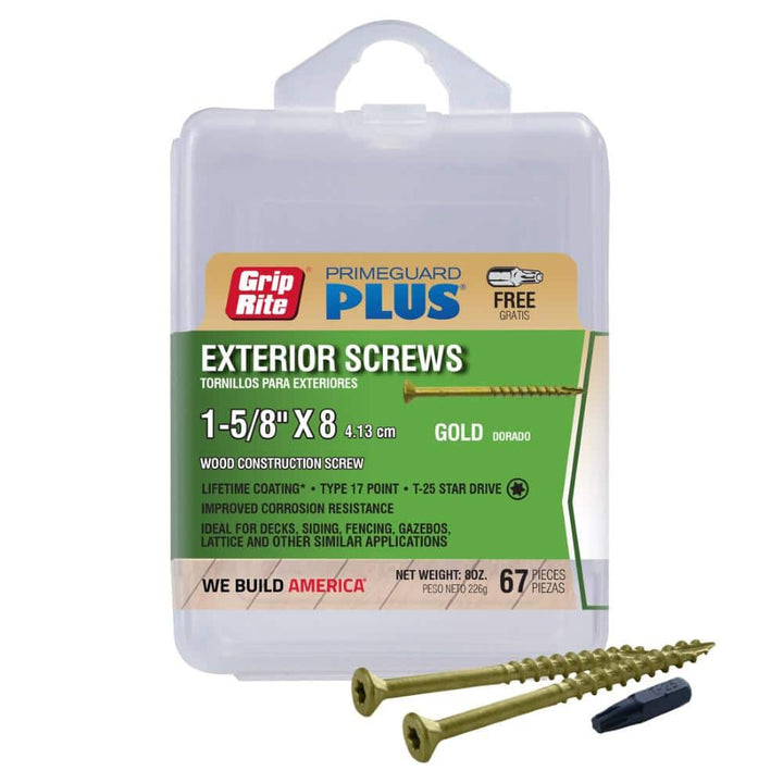 Grip-Rite #8 x 1-5/8 in. Star Drive Bugle Head Coarse Thread Coated Deck Screws 67 per Box